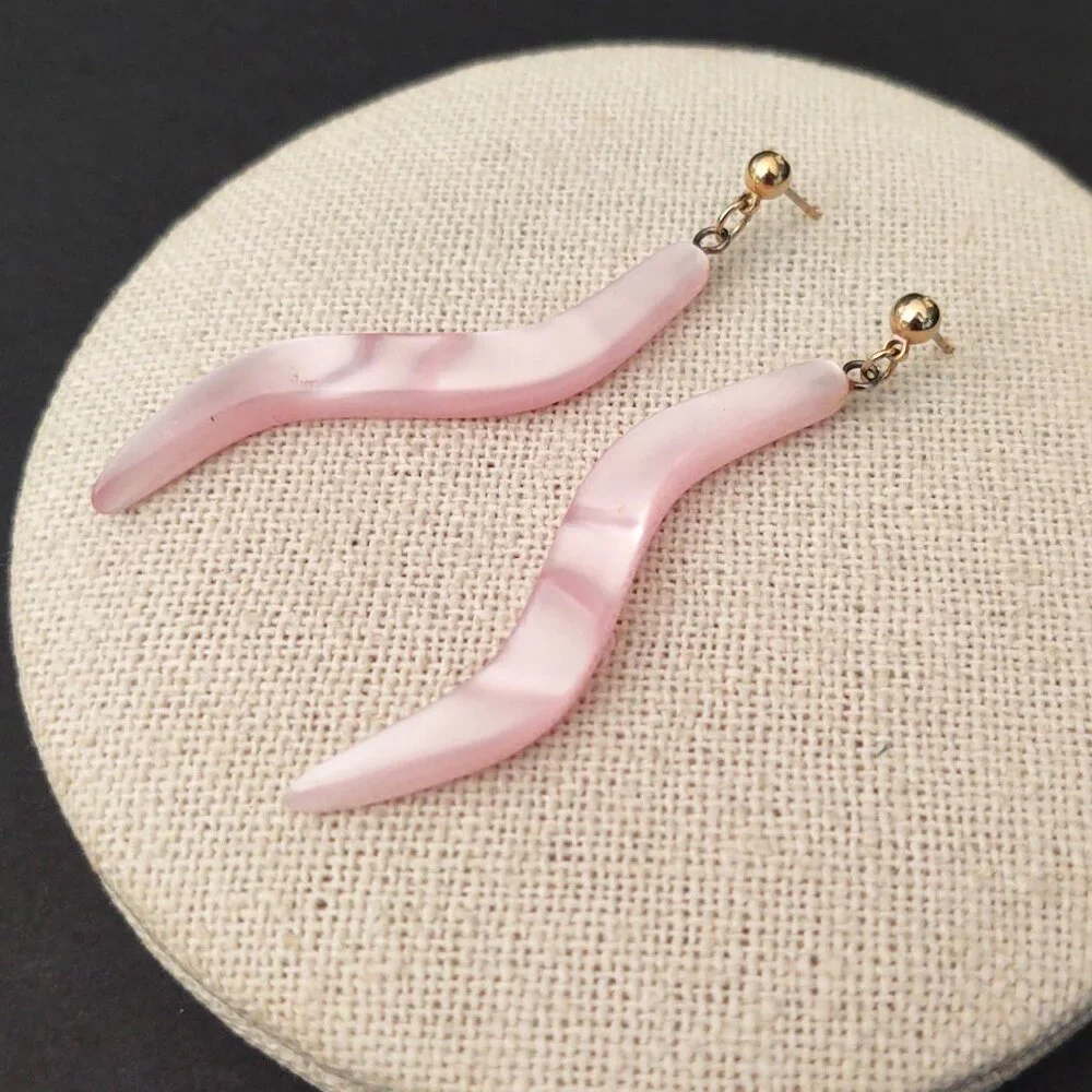 Pink opalescent abstract earrings